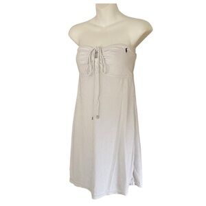 Ralph Lauren white terry cloth strapless beach pool cover up top dress M